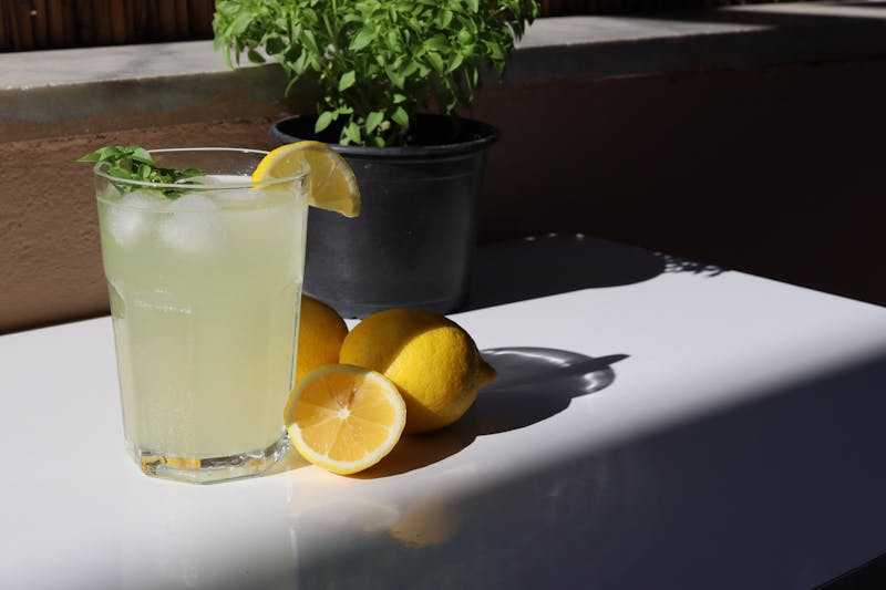 Fresh squeezed lemonade with mint and ice