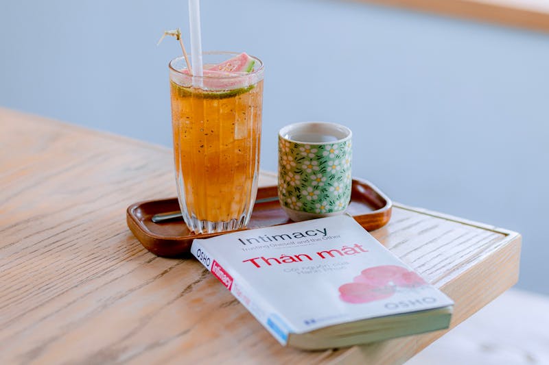 Craft iced tea with lemon and fresh herbs